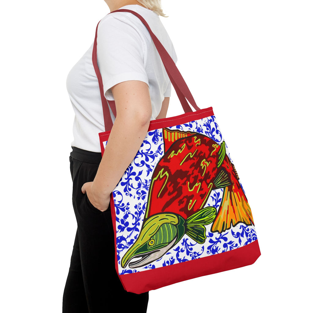 Salmon Art Tote Bag -  For Fishing Lovers Enthusiasts