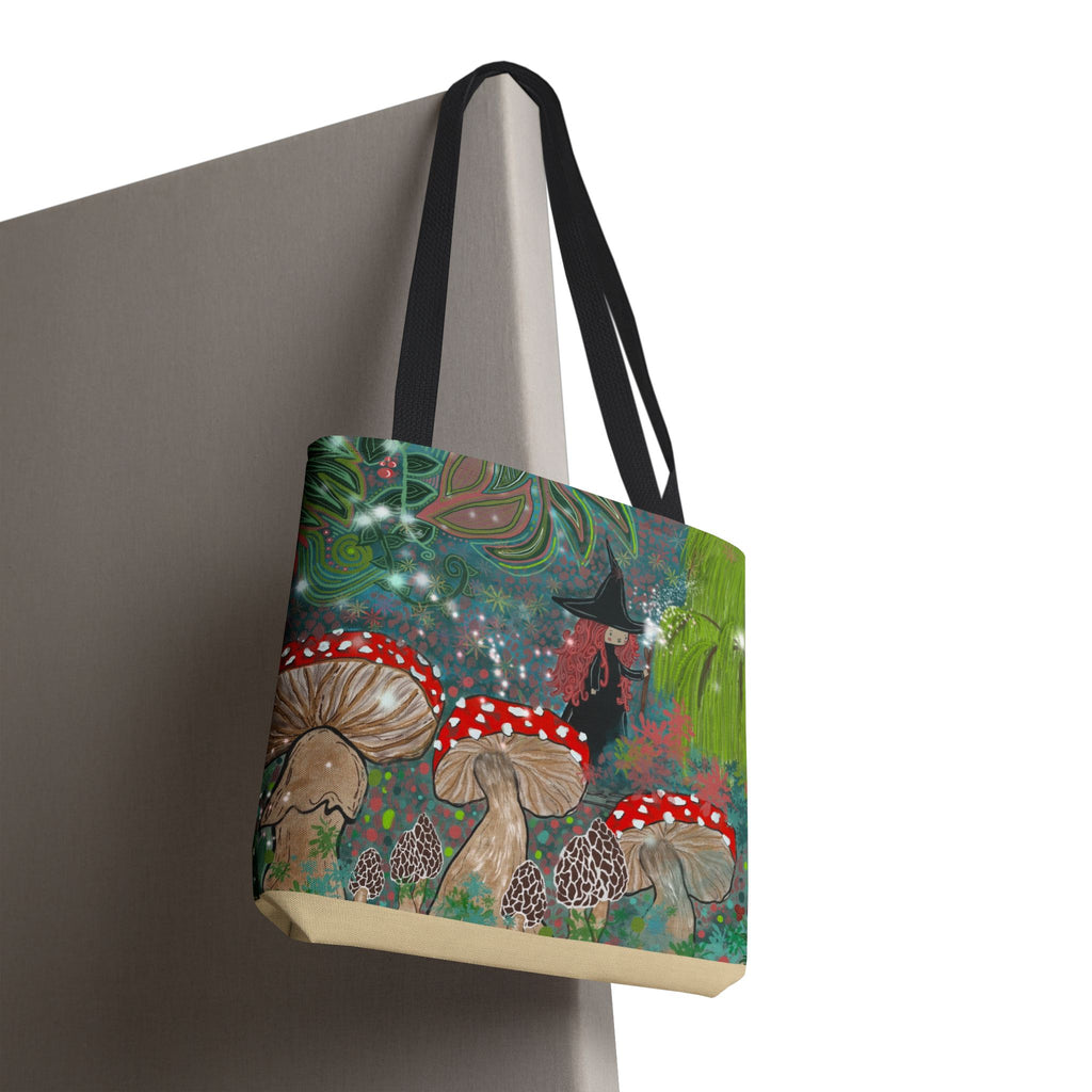 Whimsical Witch & Mushrooms Tote Bag