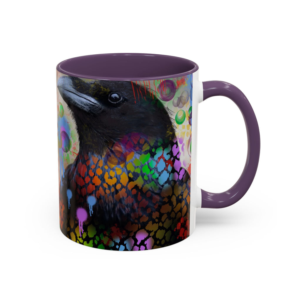 Crow Art Coffee Mug — Colorful Raven Accent Mug (11/15oz)