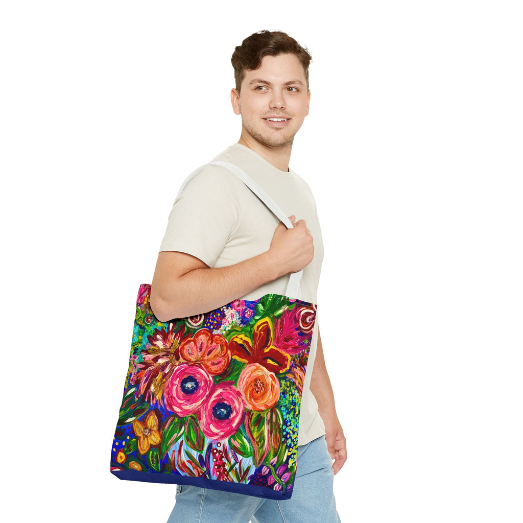 Floral Burst Tote Bag – Colorful Hand-Painted Garden Print AOP