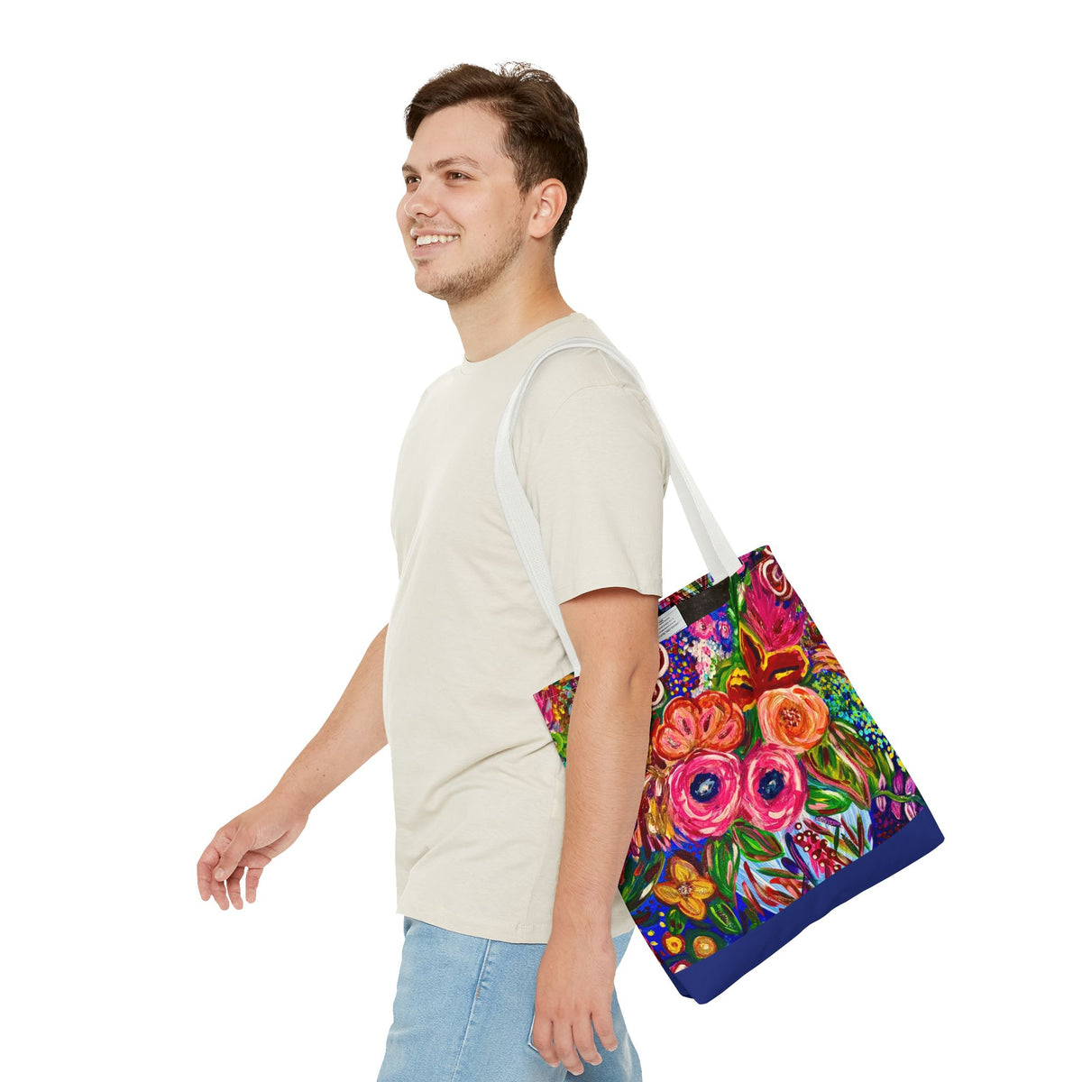Floral Burst Tote Bag – Colorful Hand-Painted Garden Print AOP