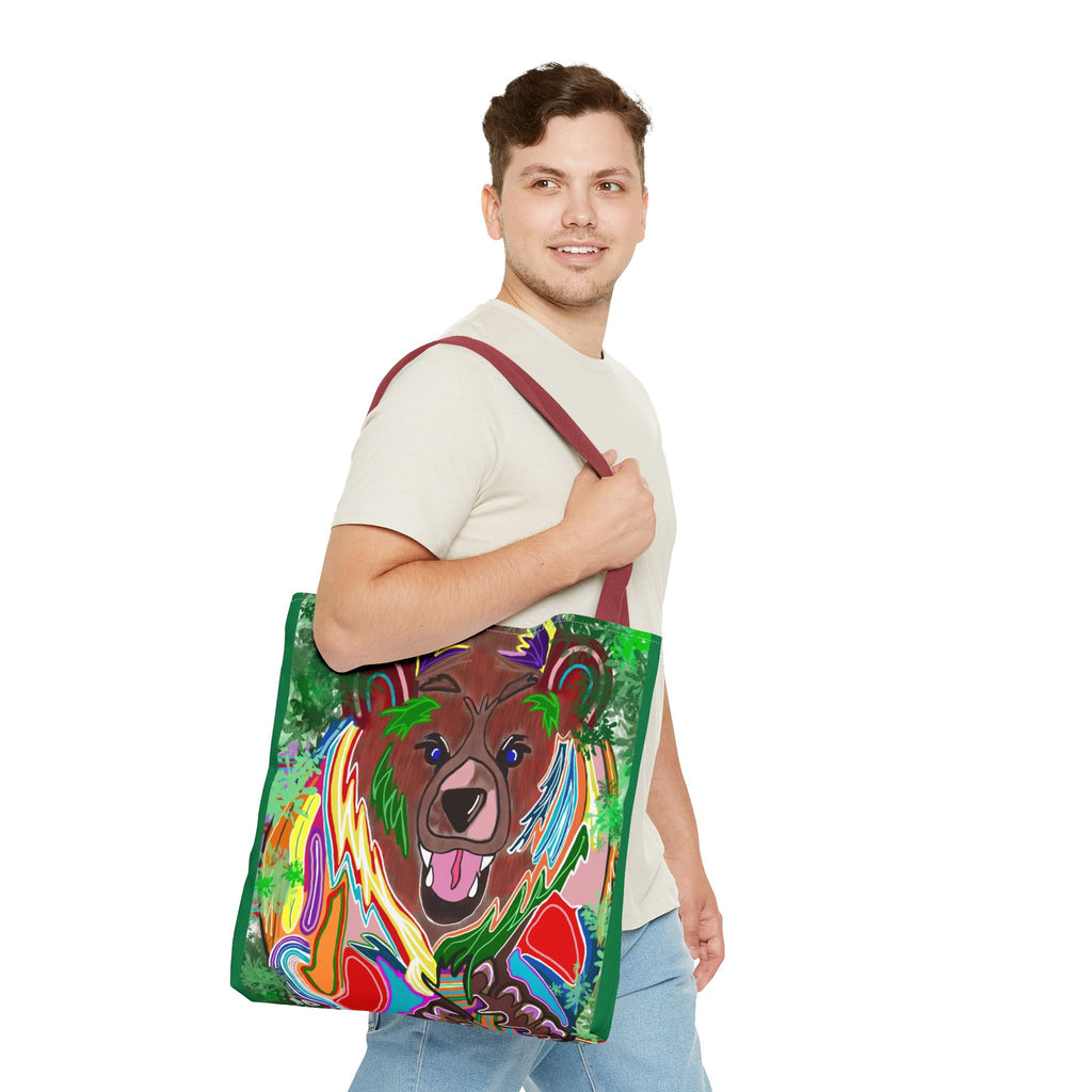 Colorful Bear Graphic Tote Bag - Eco-Friendly and Stylish