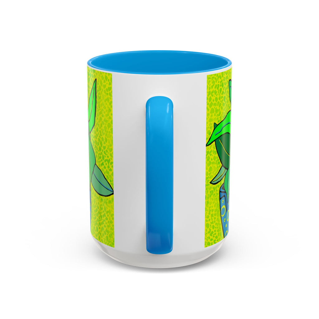 Green Potted Plant Ceramic Mug — Colorful Botanical Coffee Cup (11oz/15oz)