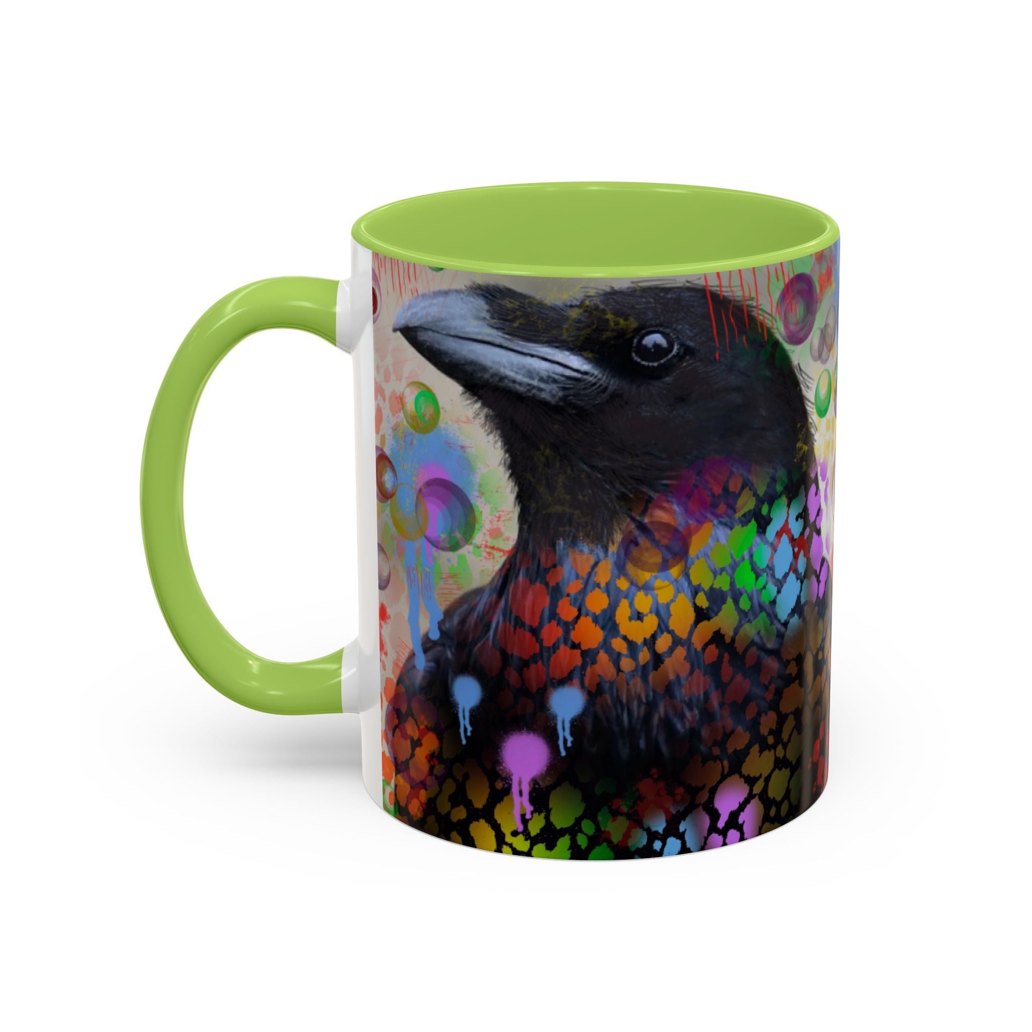 Crow Art Coffee Mug — Colorful Raven Accent Mug (11/15oz)