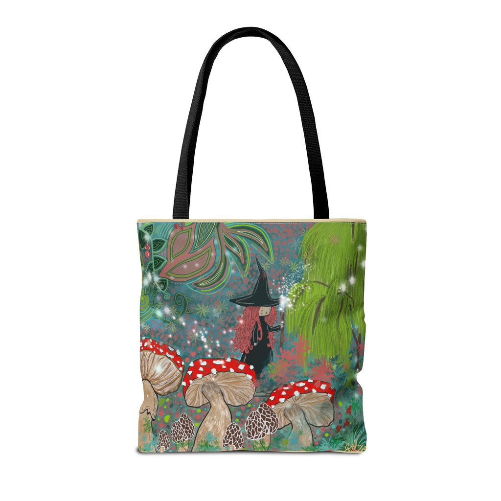 Whimsical Witch & Mushrooms Tote Bag