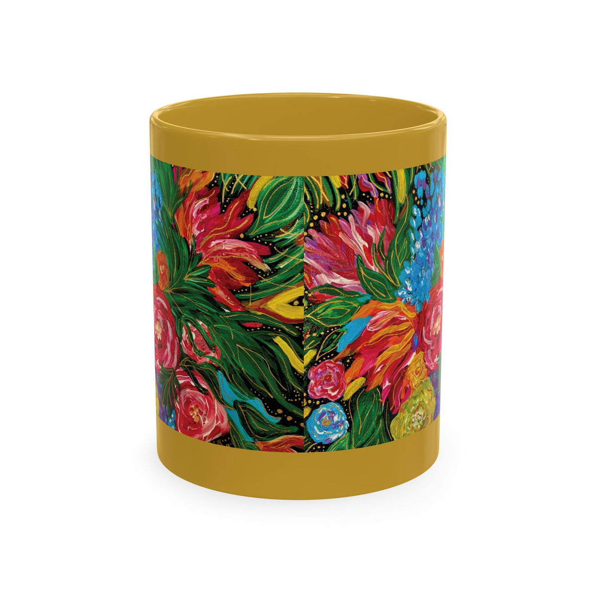 Vibrant Tropical Floral Traditional Ceramic Mug