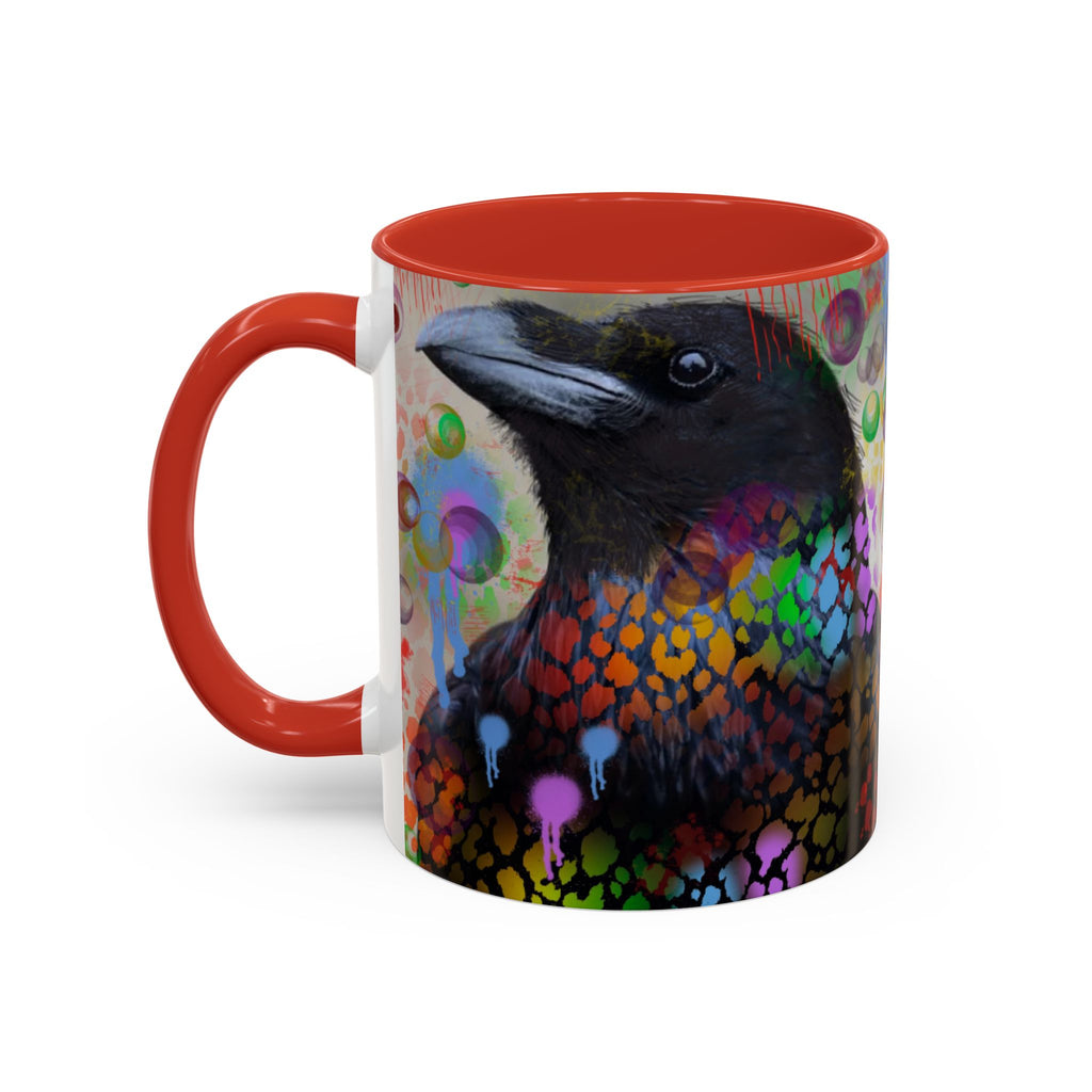Crow Art Coffee Mug — Colorful Raven Accent Mug (11/15oz)