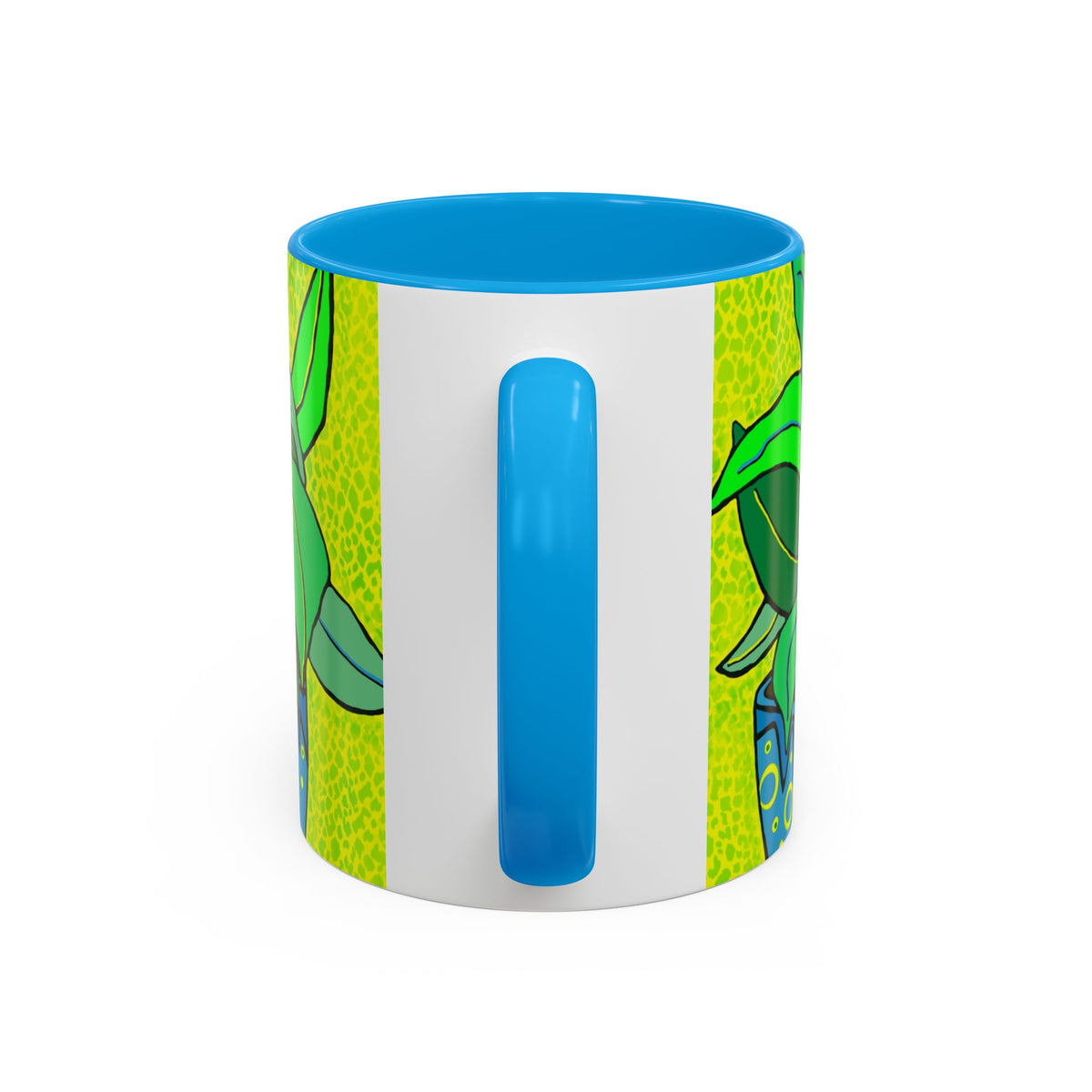 Green Potted Plant Ceramic Mug — Colorful Botanical Coffee Cup (11oz/15oz)