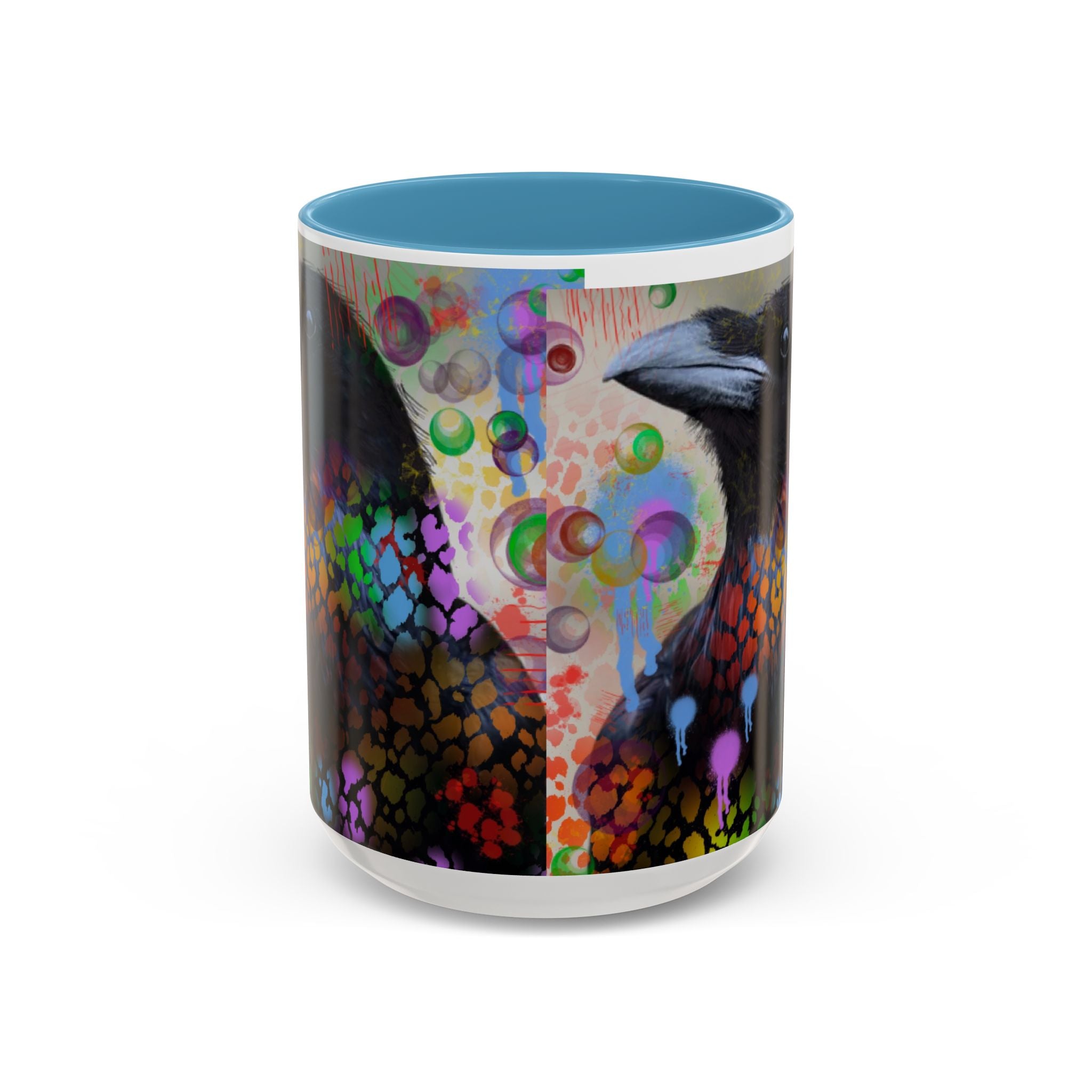 Crow Art Coffee Mug — Colorful Raven Accent Mug (11/15oz)