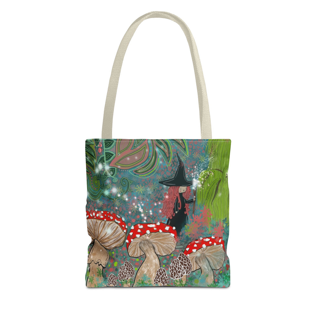 Whimsical Witch & Mushrooms Tote Bag