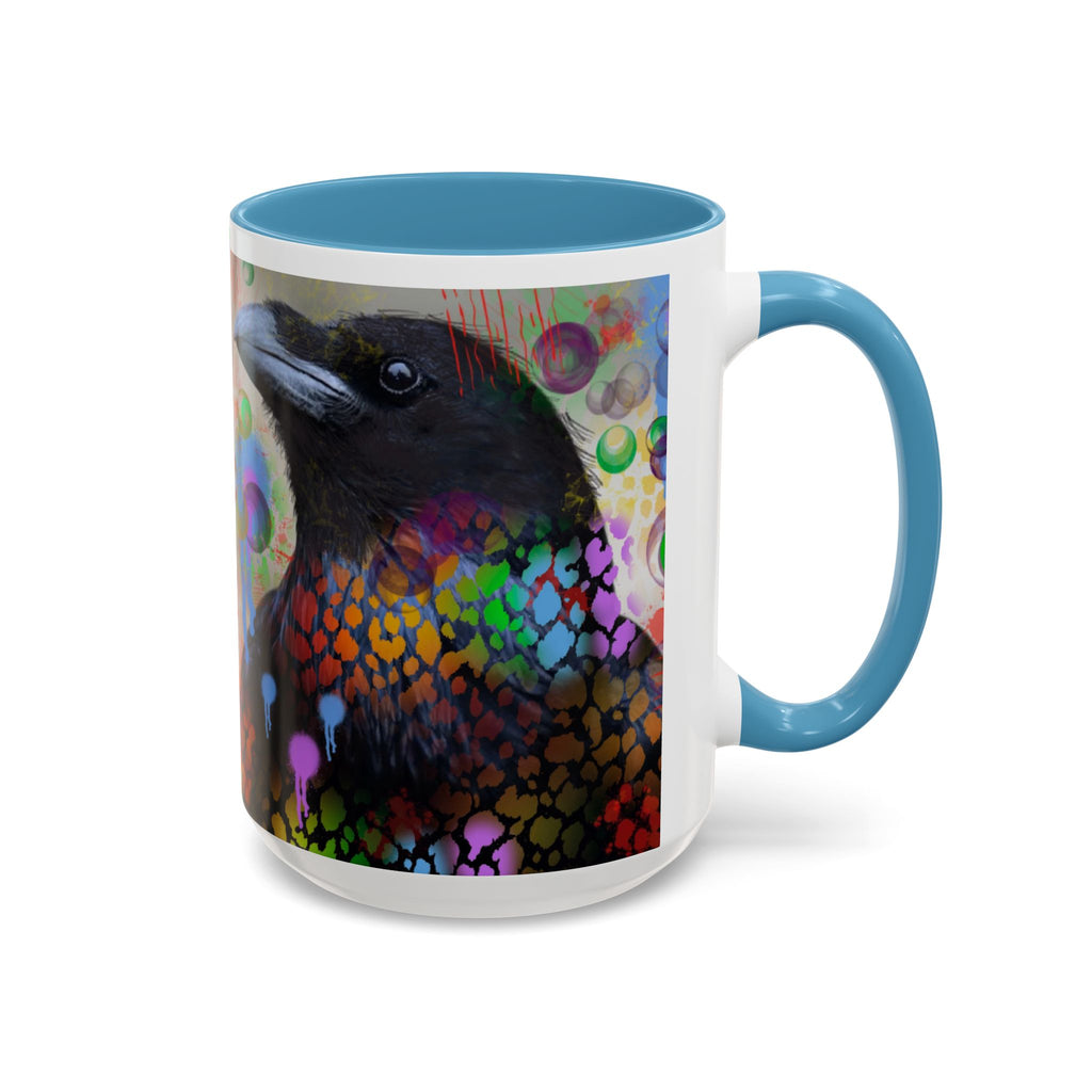 Crow Art Coffee Mug — Colorful Raven Accent Mug (11/15oz)