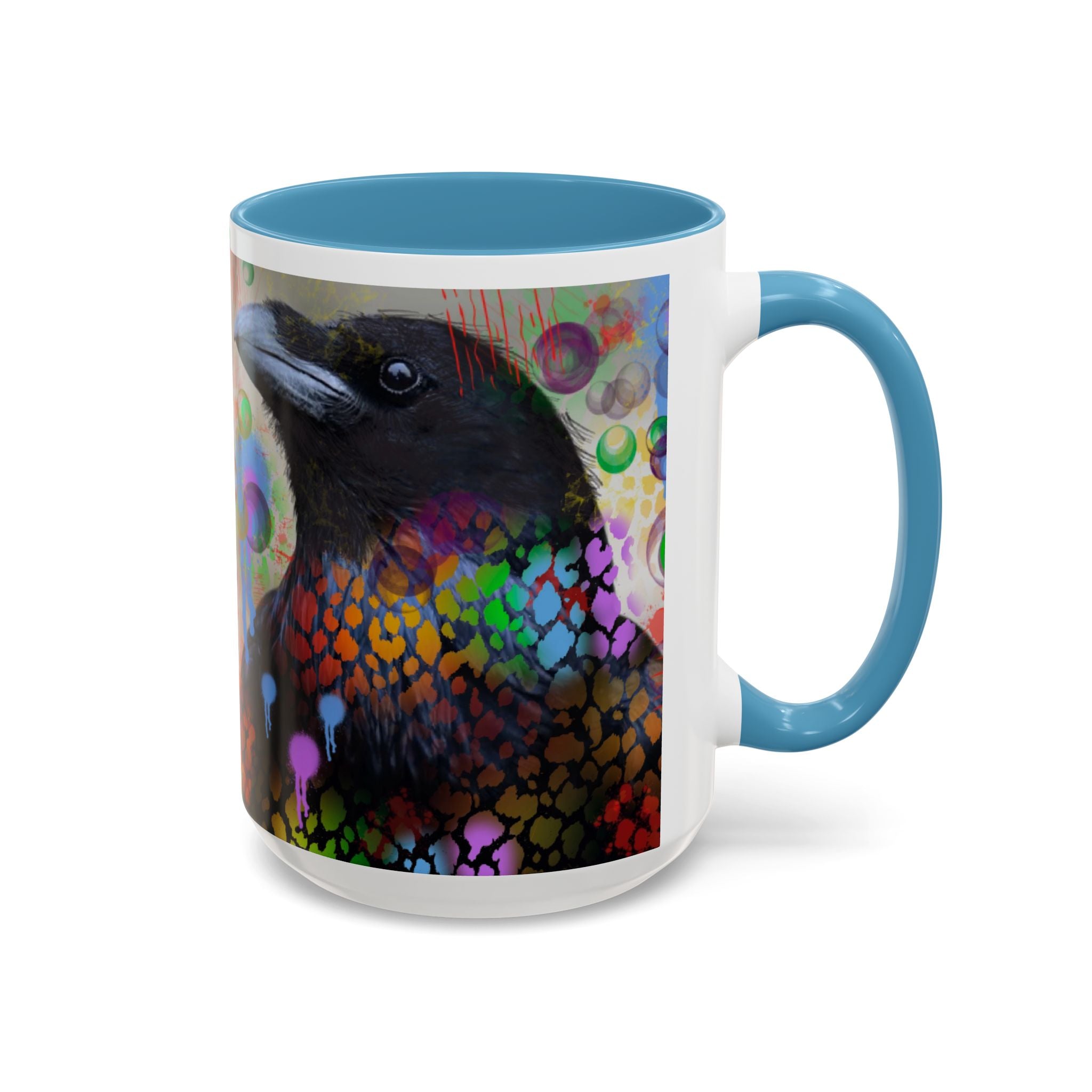 Crow Art Coffee Mug — Colorful Raven Accent Mug (11/15oz)