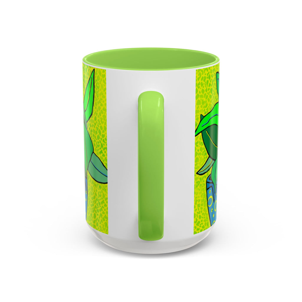 Green Potted Plant Ceramic Mug — Colorful Botanical Coffee Cup (11oz/15oz)