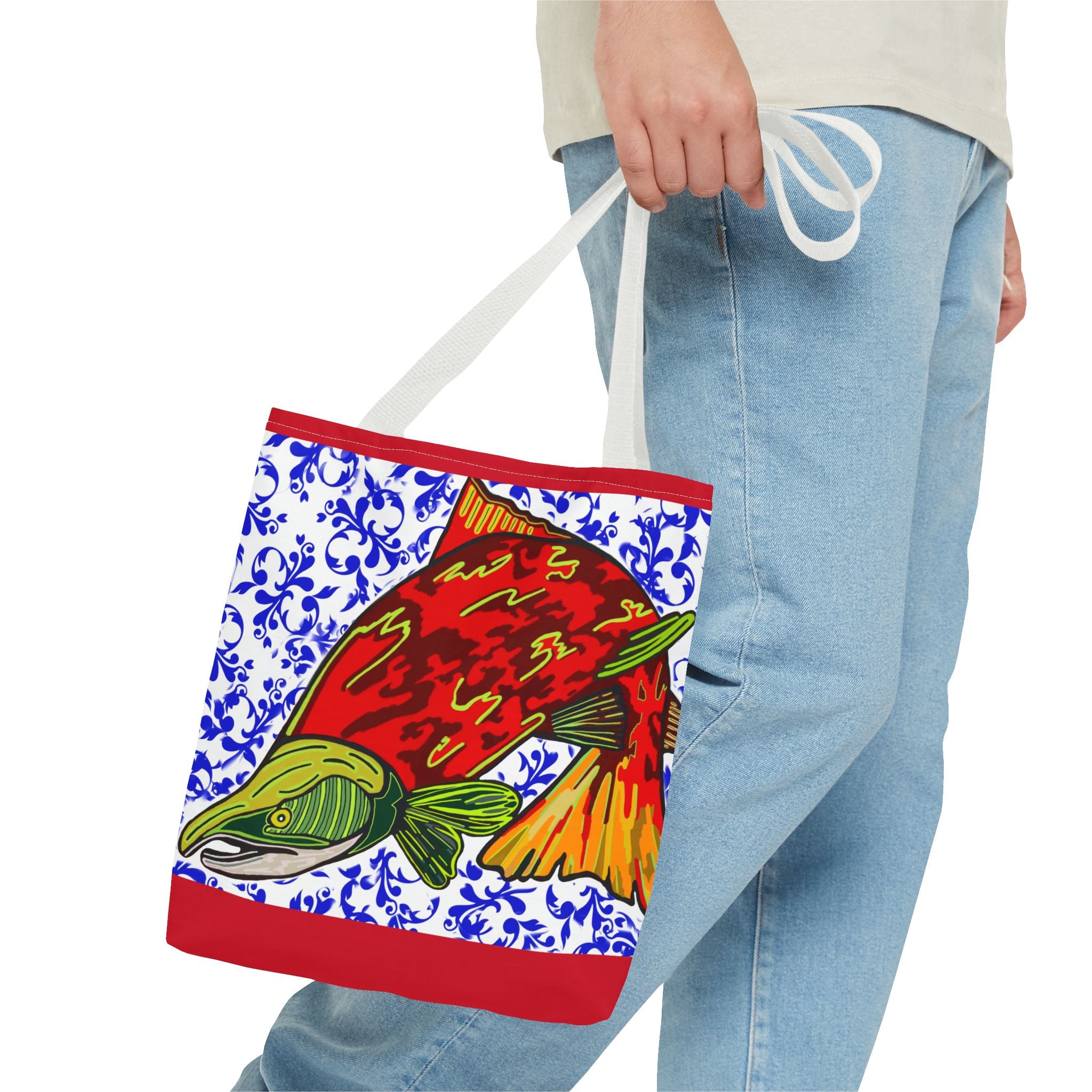 Salmon Art Tote Bag -  For Fishing Lovers Enthusiasts