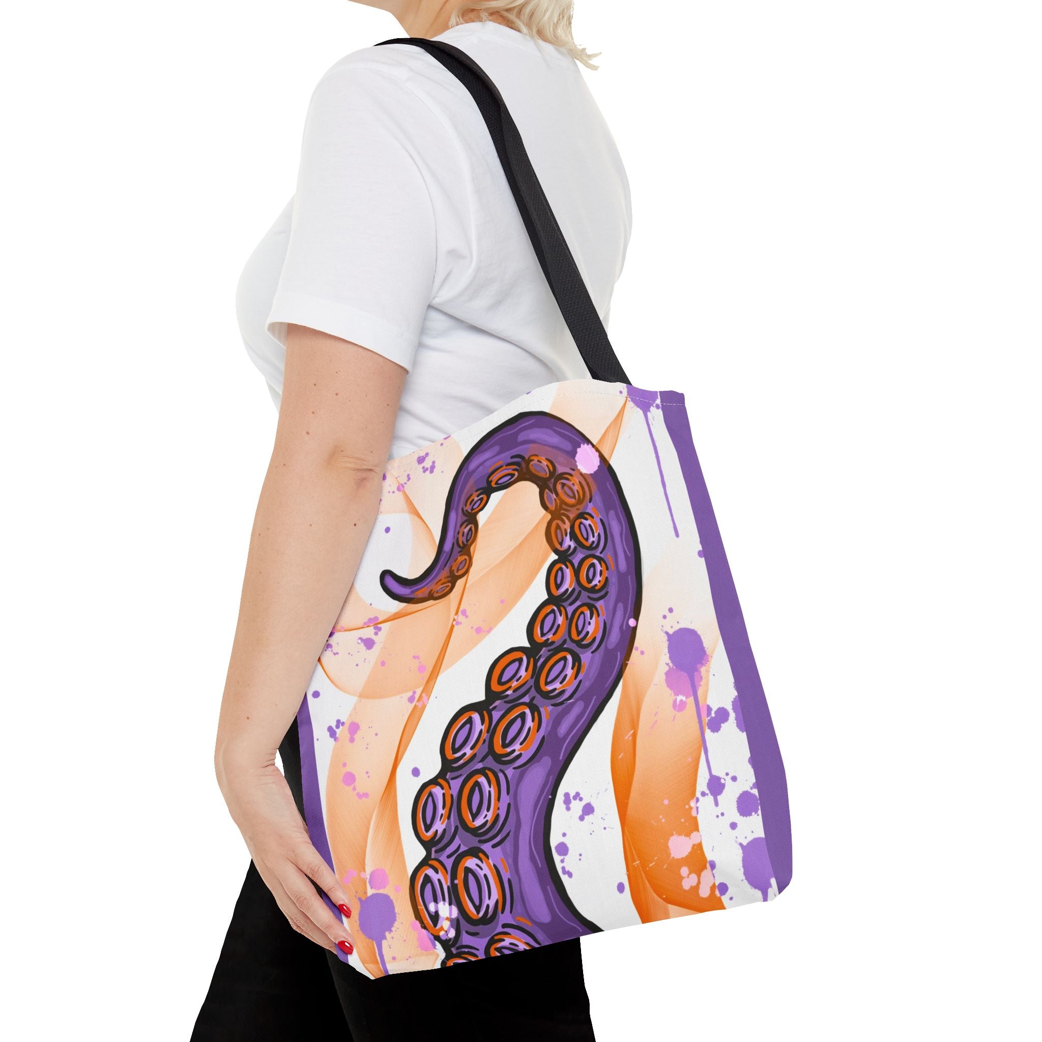 Vibrant Tentacle Art Tote Bag - Unique Purple Design for Ocean Lovers