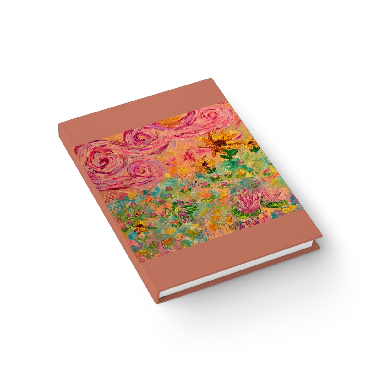 Floral Sunrise Hardcover Journal — Pink Impressionist Garden Notebook