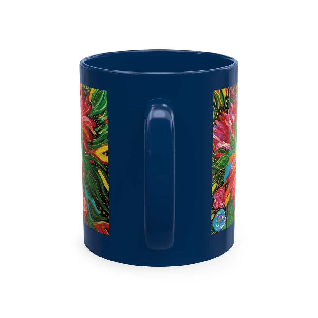 Vibrant Tropical Floral Traditional Ceramic Mug