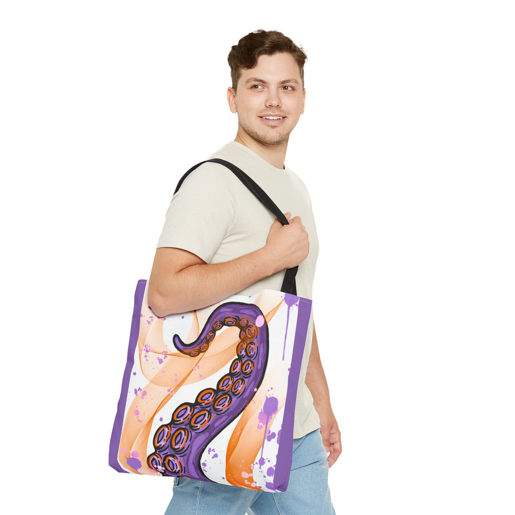 Vibrant Tentacle Art Tote Bag - Unique Purple Design for Ocean Lovers