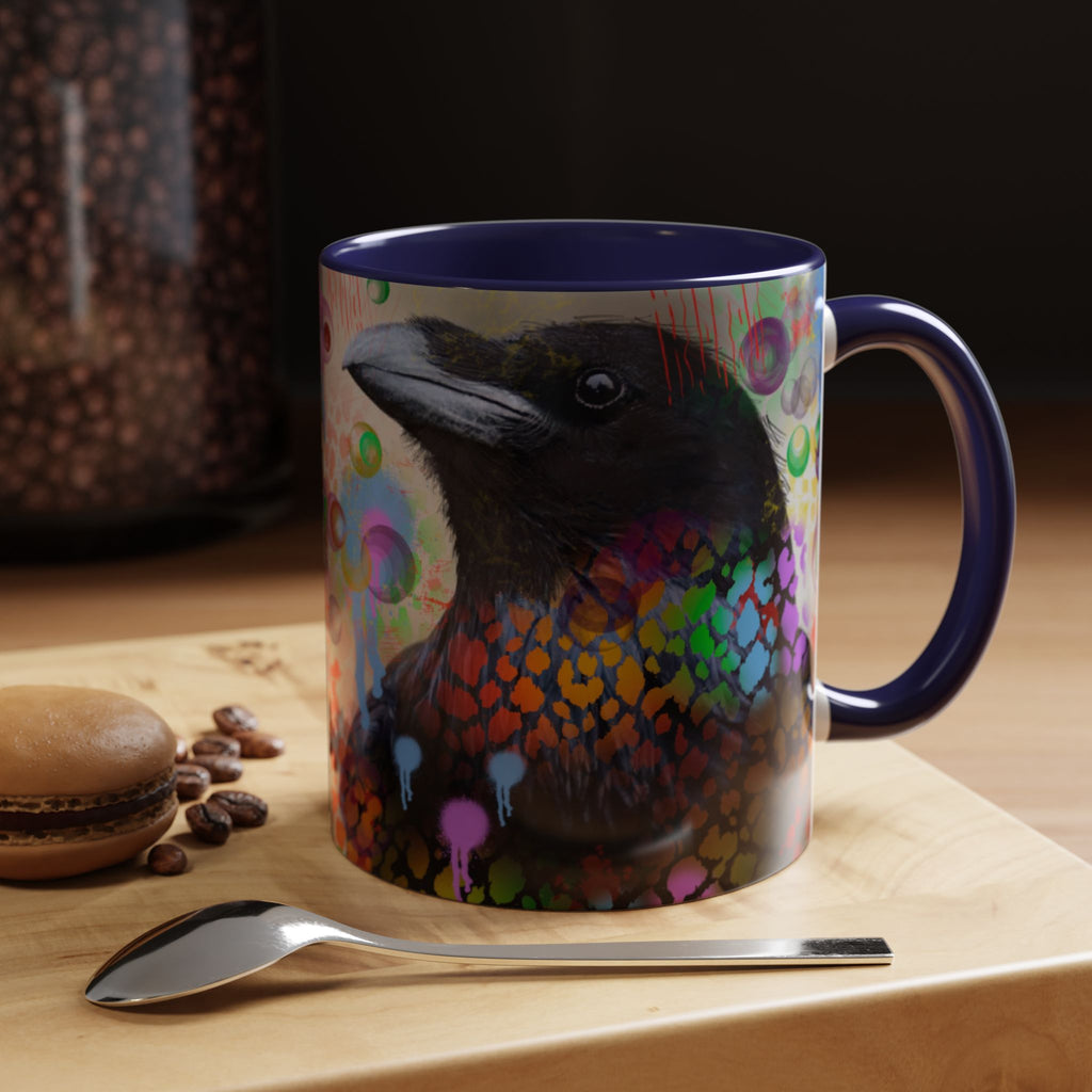 Crow Art Coffee Mug — Colorful Raven Accent Mug (11/15oz)