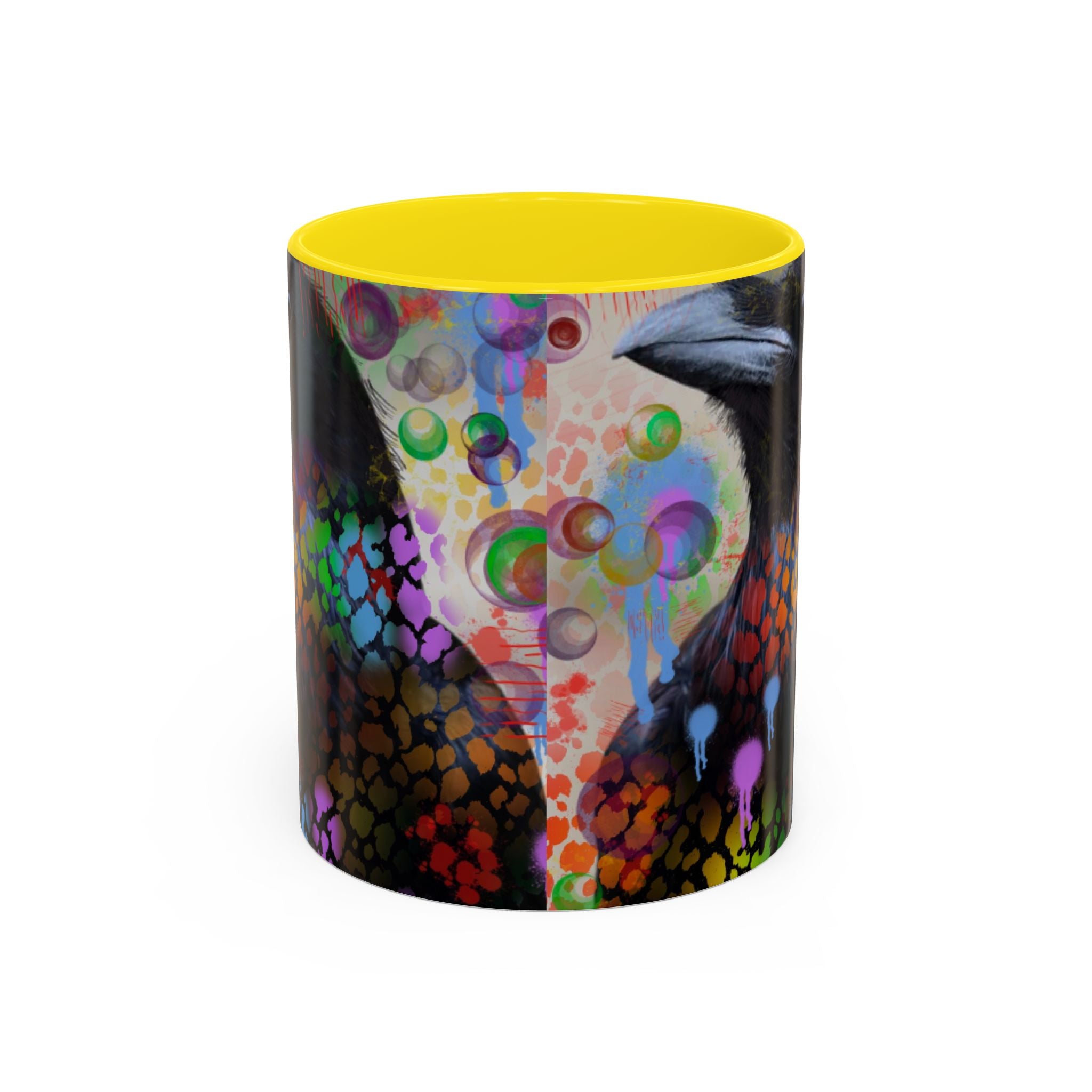 Crow Art Coffee Mug — Colorful Raven Accent Mug (11/15oz)