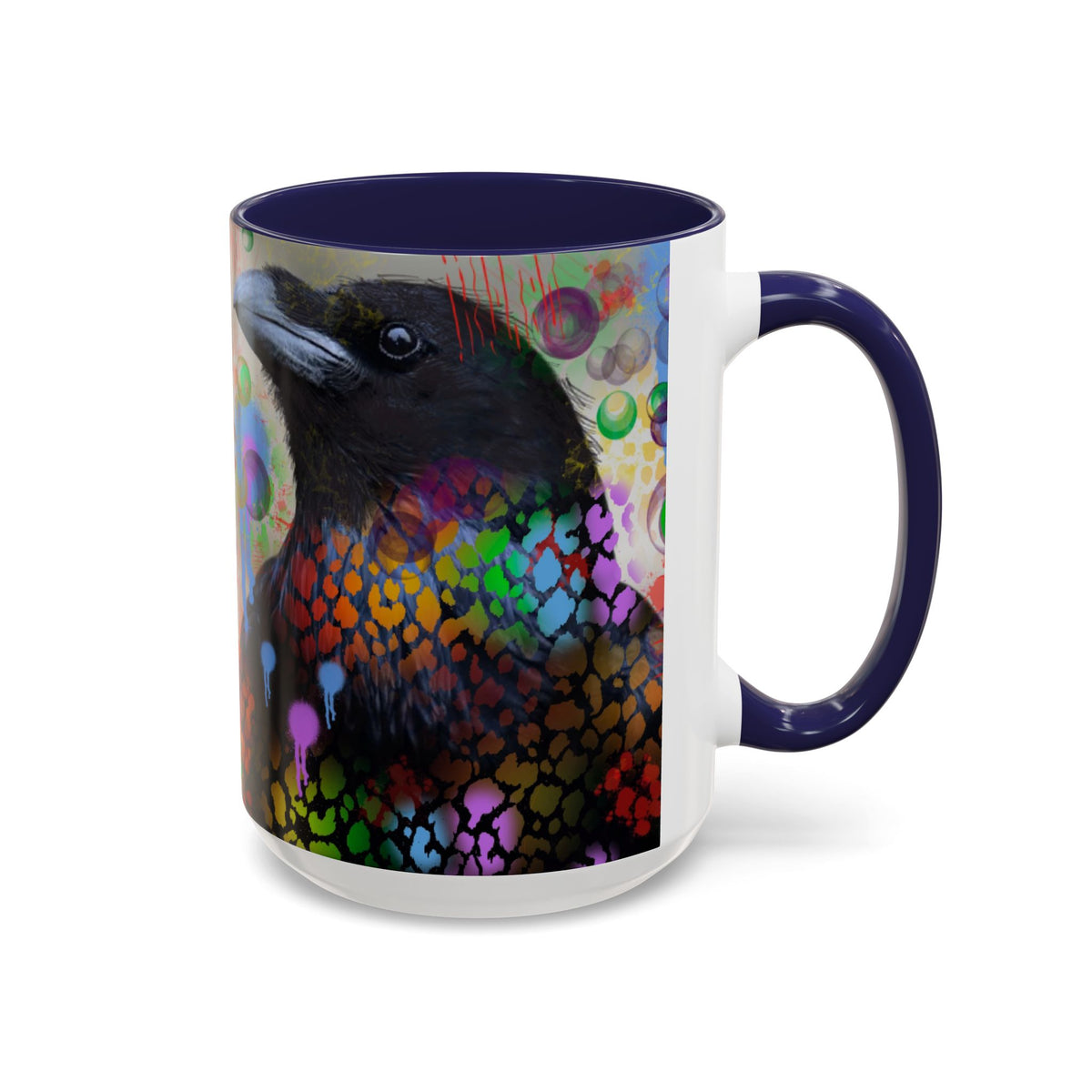 Crow Art Coffee Mug — Colorful Raven Accent Mug (11/15oz)