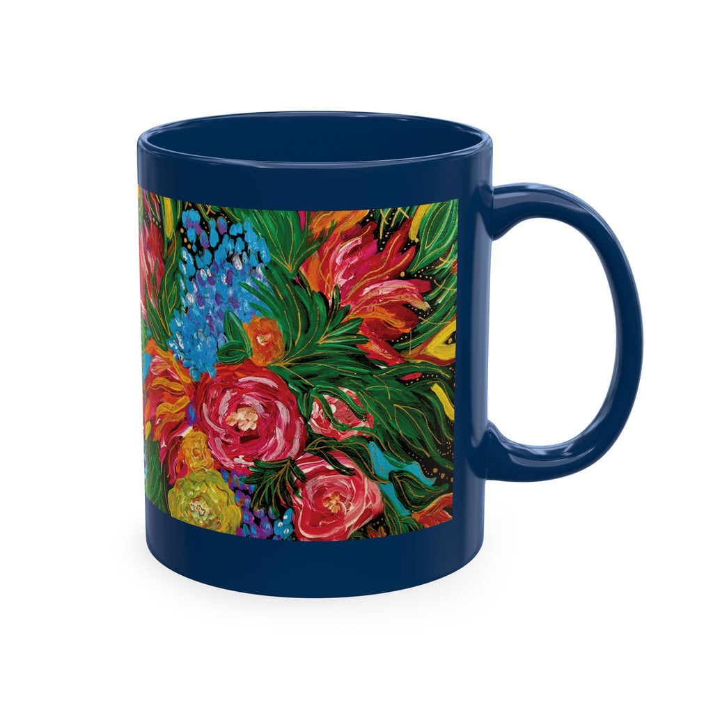 Vibrant Tropical Floral Traditional Ceramic Mug