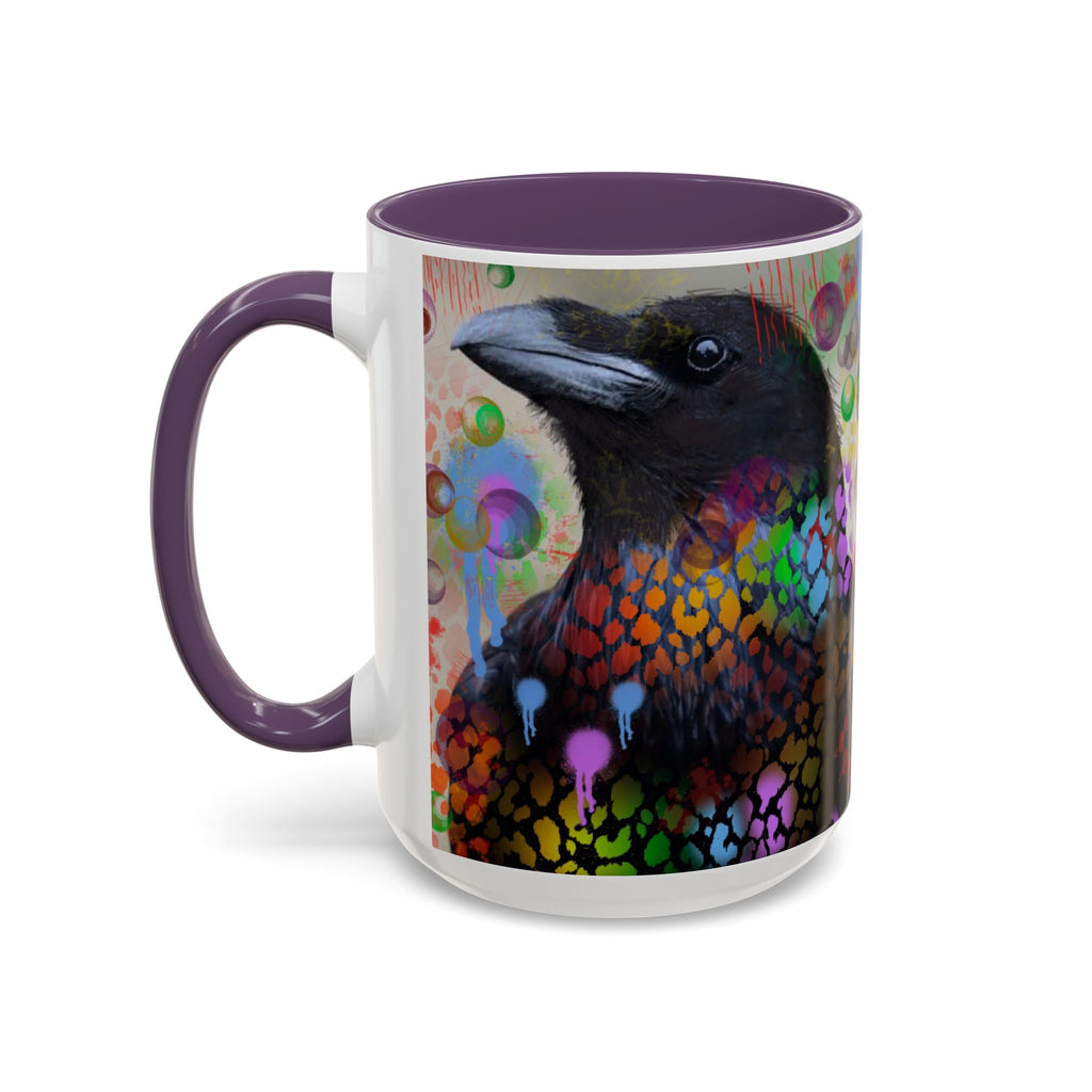 Crow Art Coffee Mug — Colorful Raven Accent Mug (11/15oz)