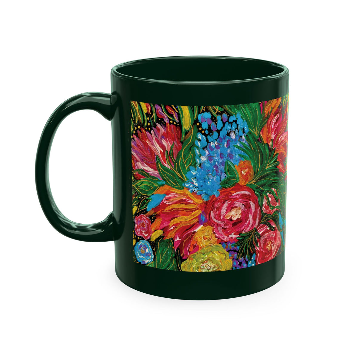 Vibrant Tropical Floral Traditional Ceramic Mug