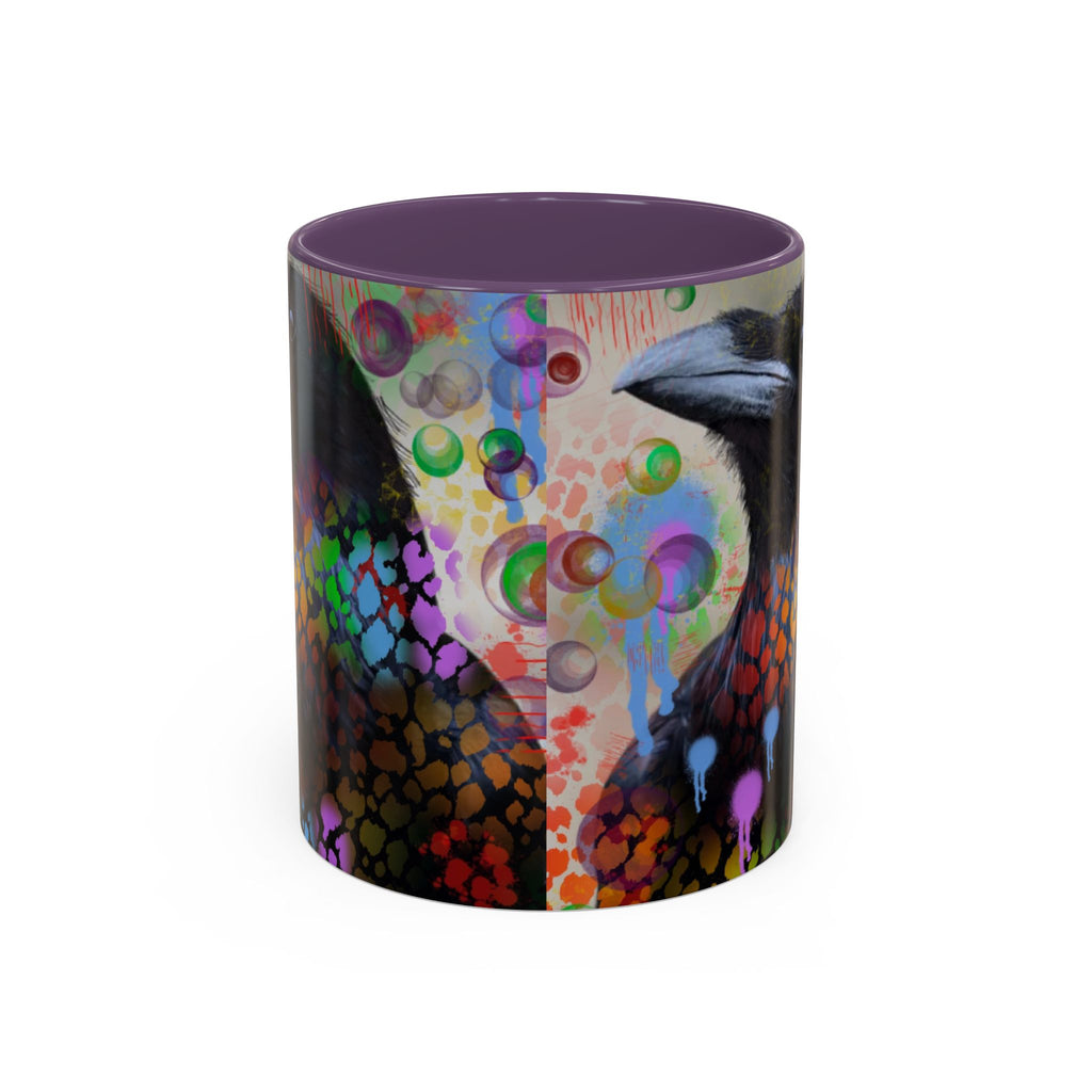 Crow Art Coffee Mug — Colorful Raven Accent Mug (11/15oz)