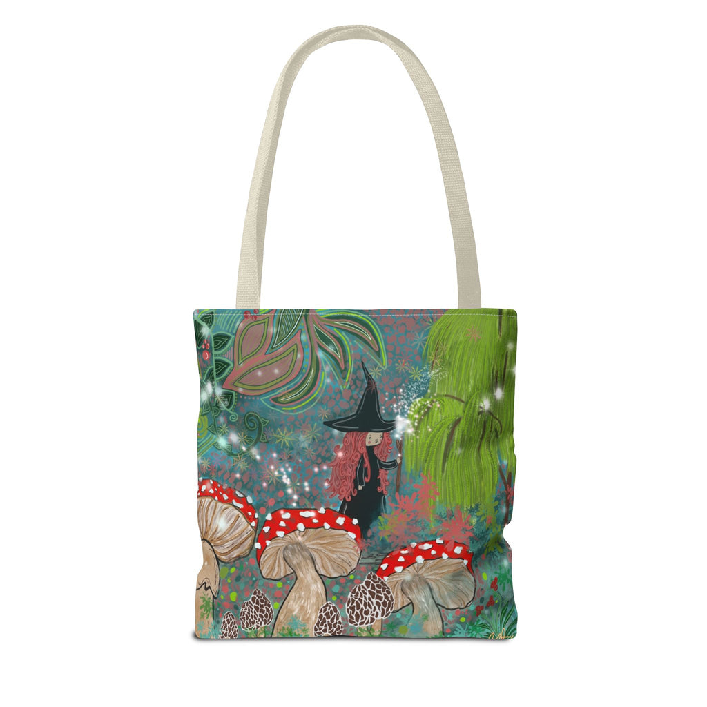 Whimsical Witch & Mushrooms Tote Bag