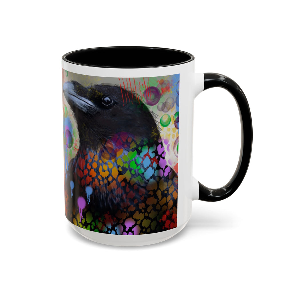 Crow Art Coffee Mug — Colorful Raven Accent Mug (11/15oz)