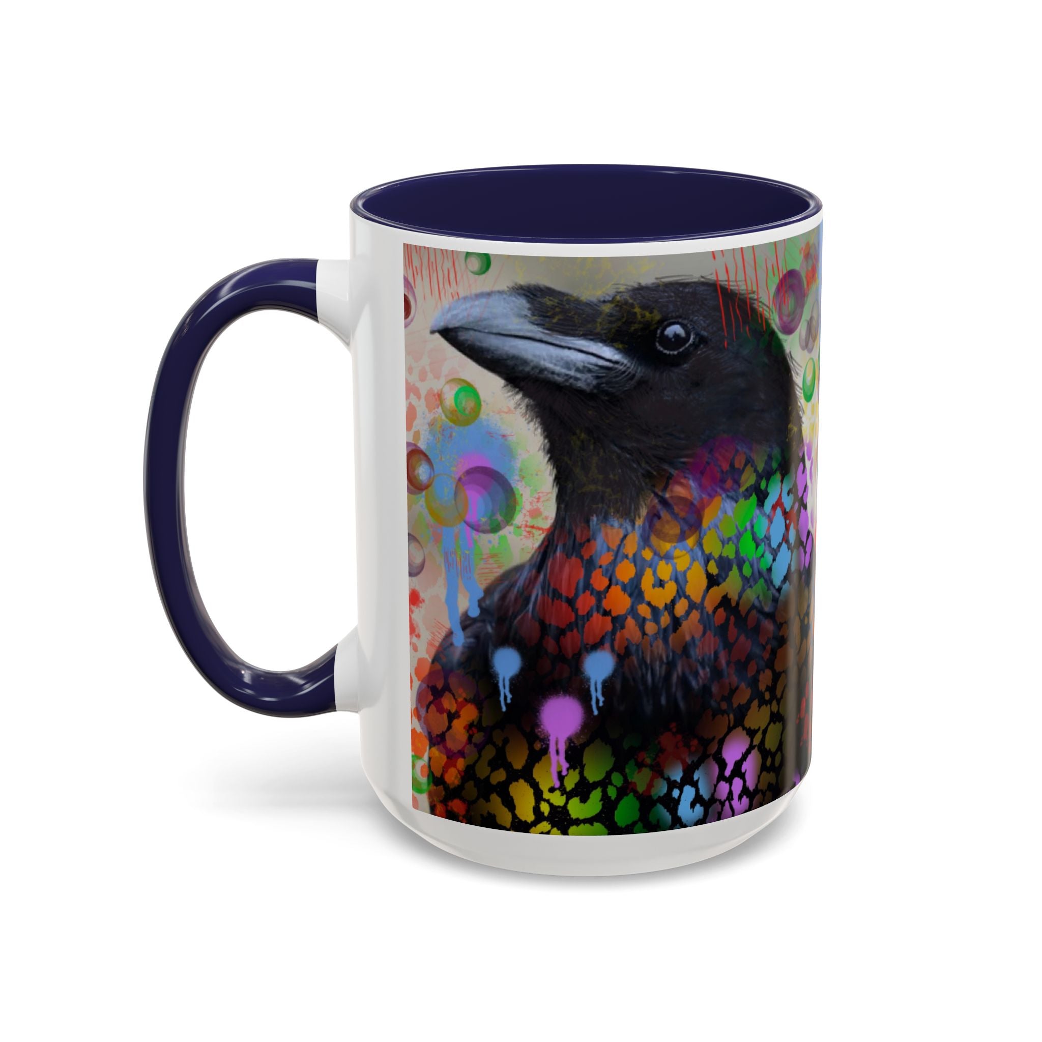 Crow Art Coffee Mug — Colorful Raven Accent Mug (11/15oz)