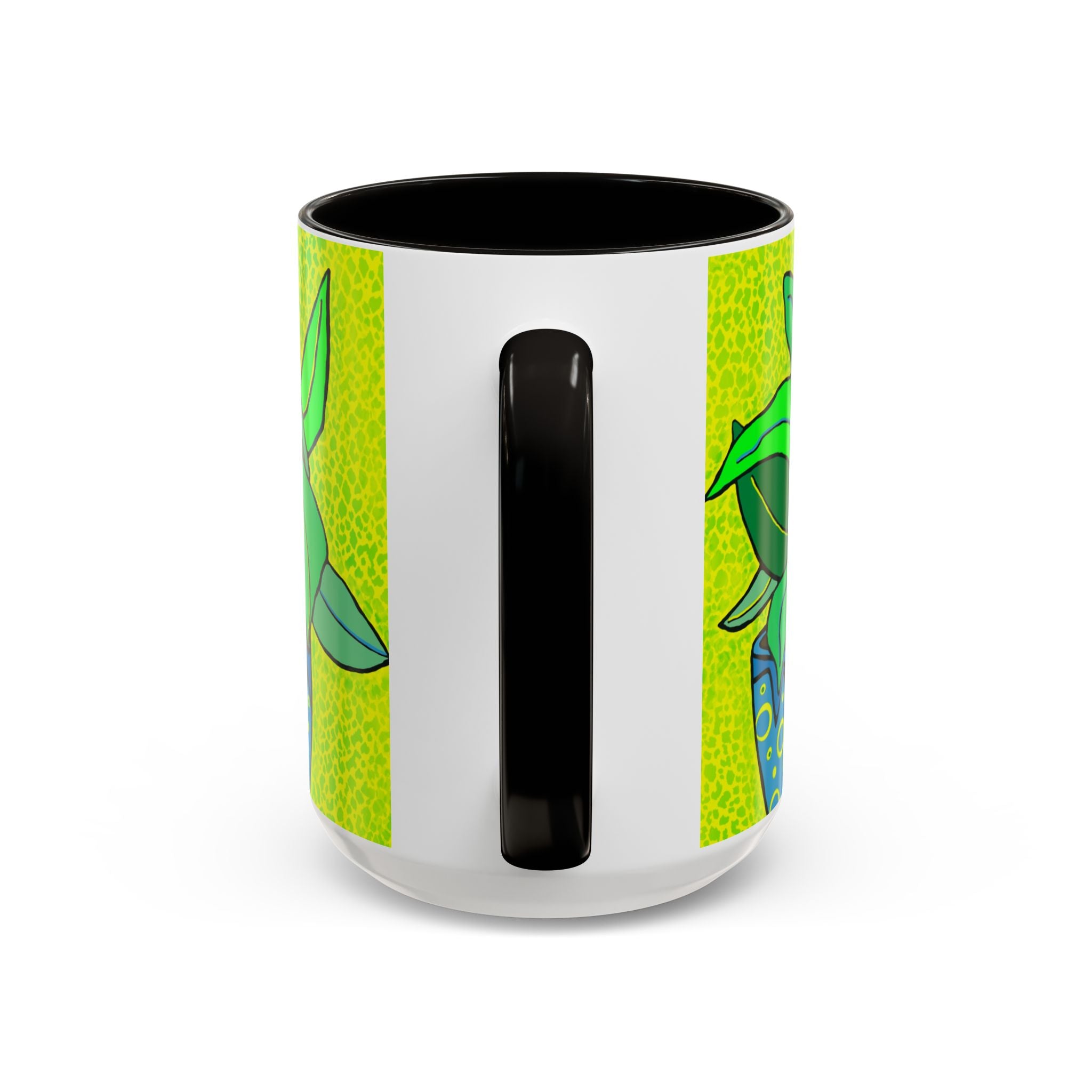Green Potted Plant Ceramic Mug — Colorful Botanical Coffee Cup (11oz/15oz)