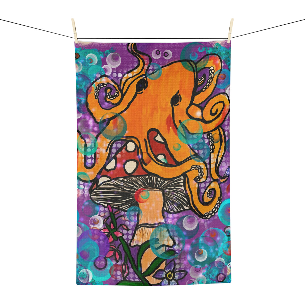 Octopus & Mushroom Microfiber Tea Towel