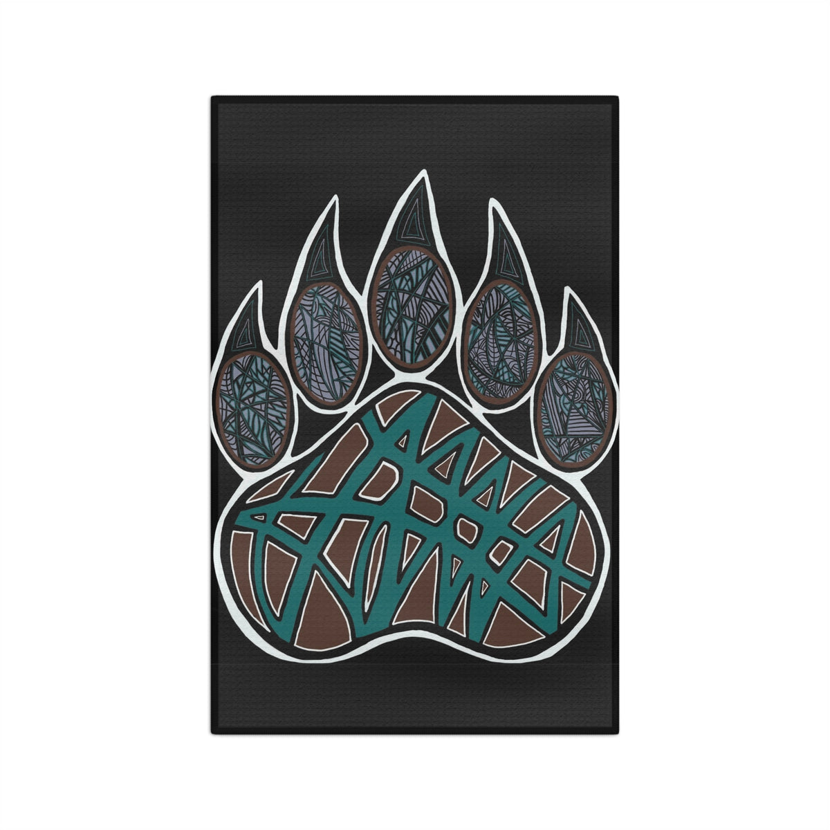 Black Geometric Bear Paw Print