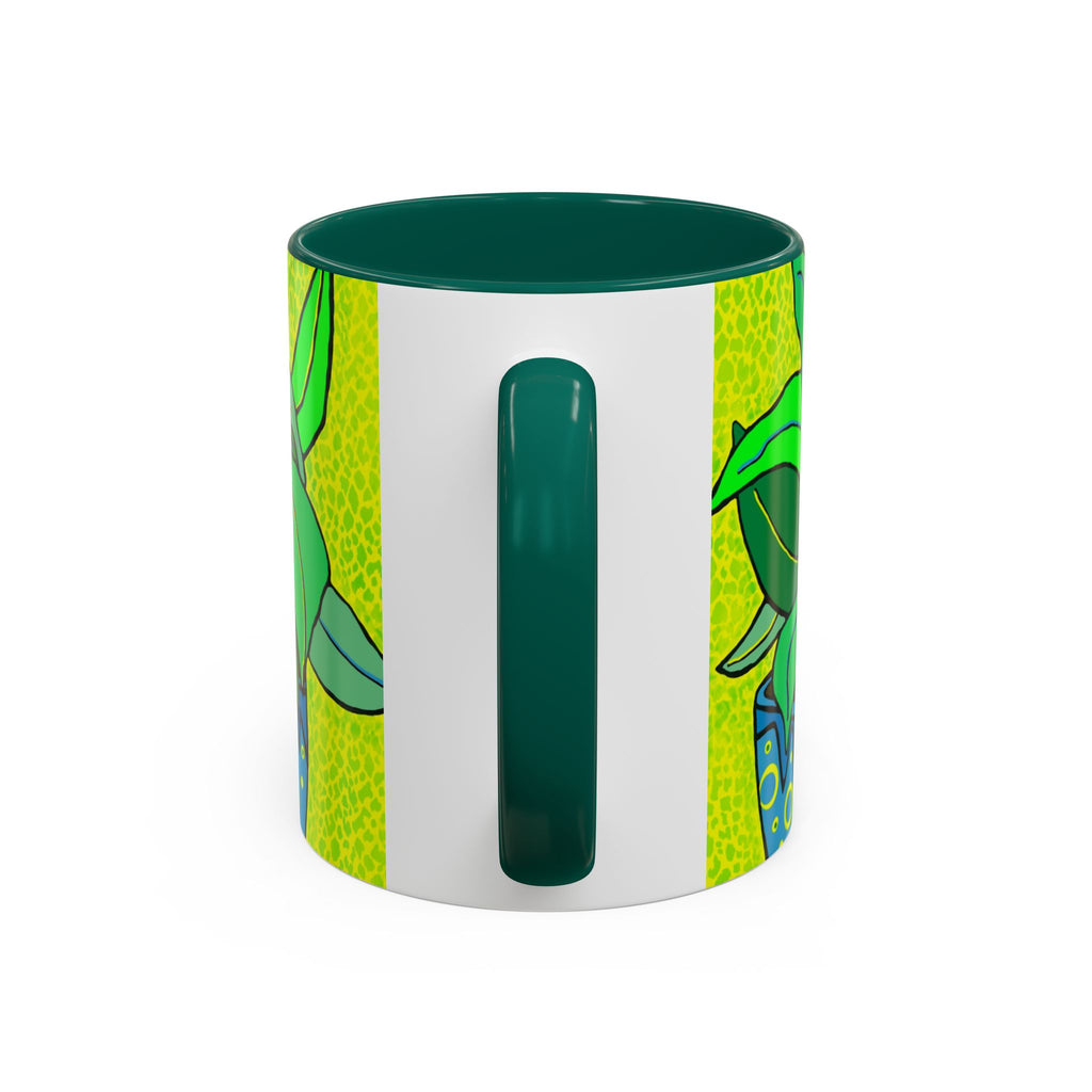 Green Potted Plant Ceramic Mug — Colorful Botanical Coffee Cup (11oz/15oz)