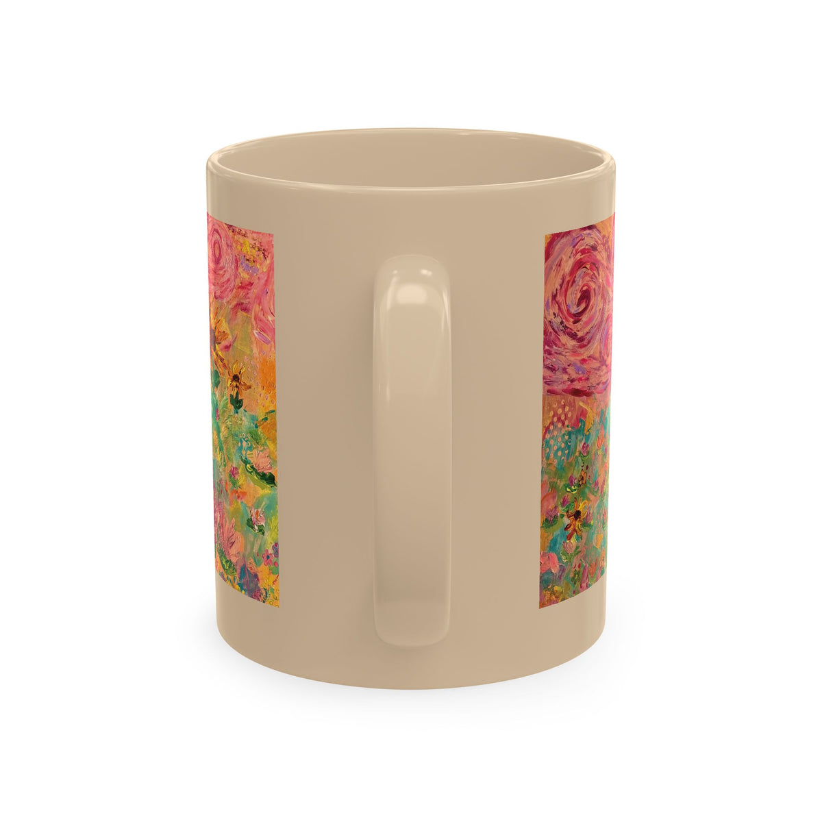 Floral Sunrise Ceramic Mug — Colorful Impressionist Garden Art