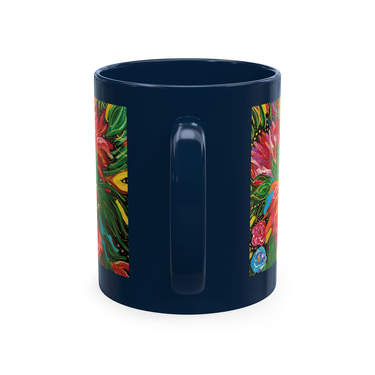 Vibrant Tropical Floral Traditional Ceramic Mug