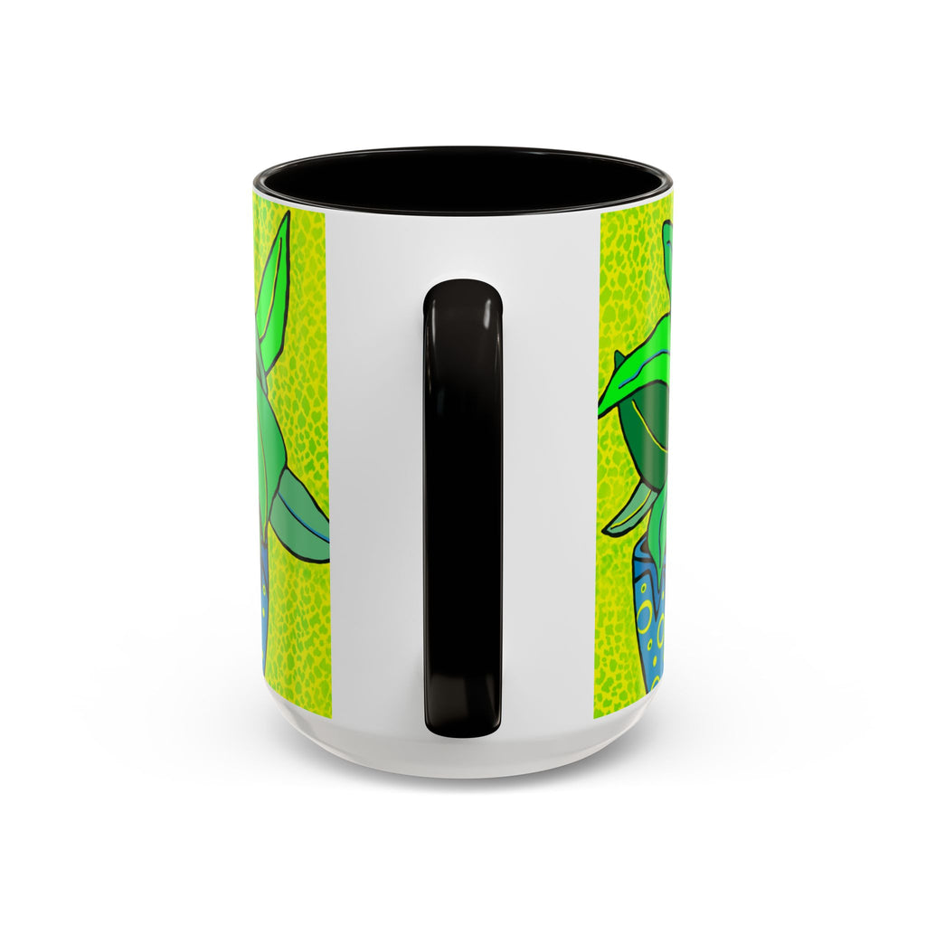 Green Potted Plant Ceramic Mug — Colorful Botanical Coffee Cup (11oz/15oz)