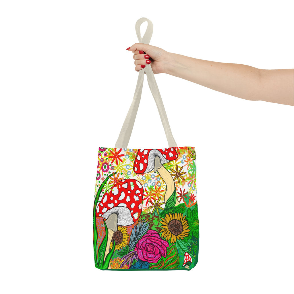 Vibrant Floral Mushroom Tote Bag – Eco-Friendly, Stylish Shopping Accessory