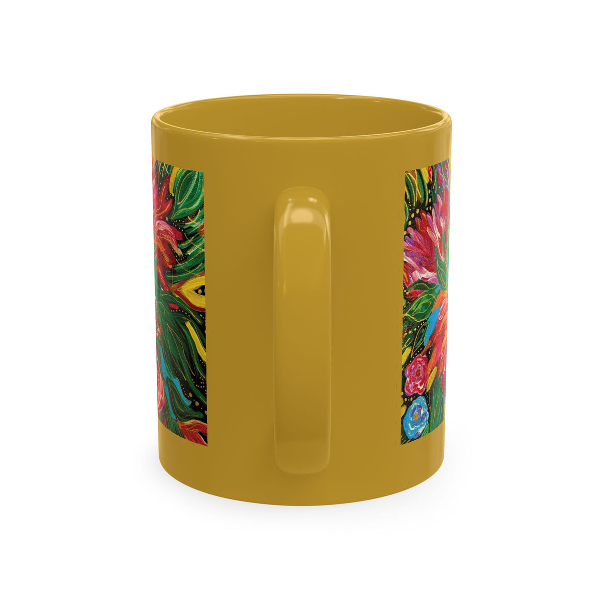 Vibrant Tropical Floral Traditional Ceramic Mug