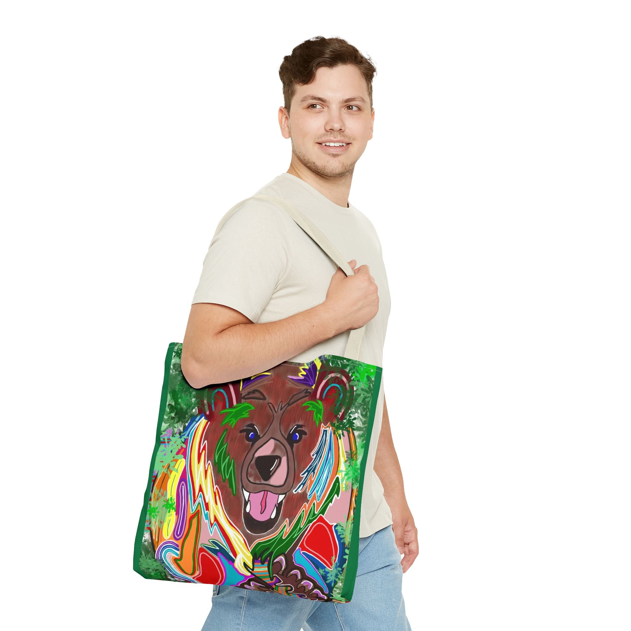 Colorful Bear Graphic Tote Bag - Eco-Friendly and Stylish
