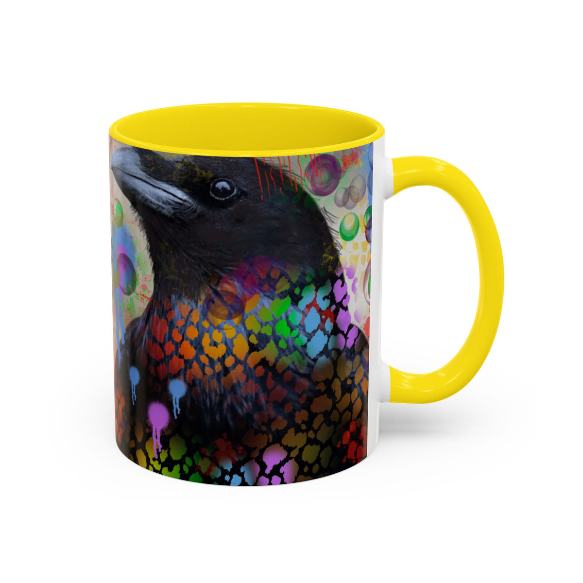 Crow Art Coffee Mug — Colorful Raven Accent Mug (11/15oz)