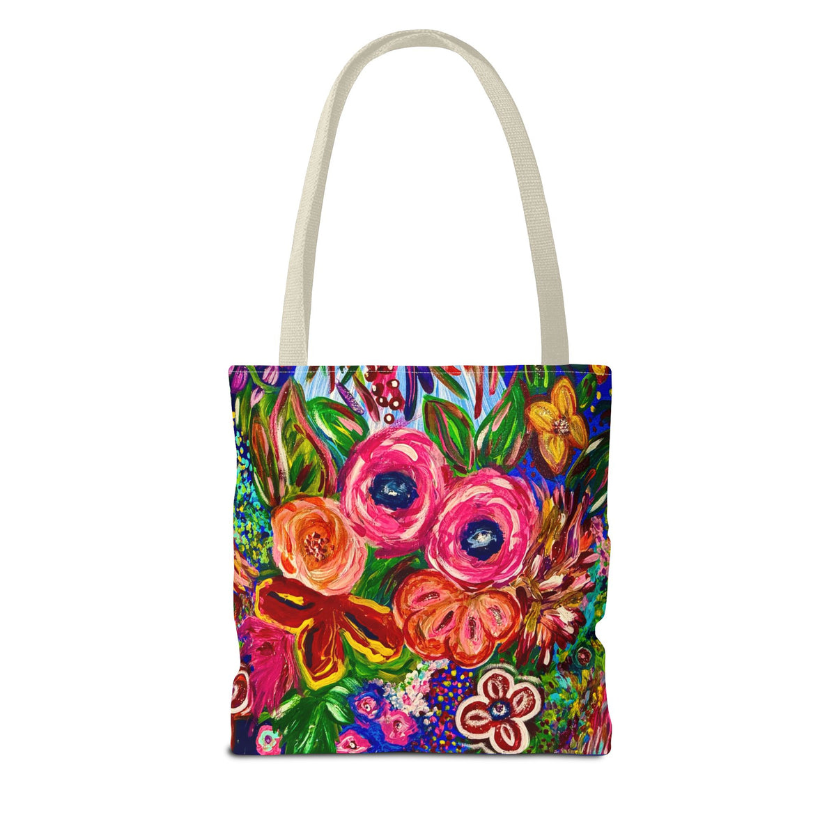 Floral Burst Tote Bag – Colorful Hand-Painted Garden Print AOP