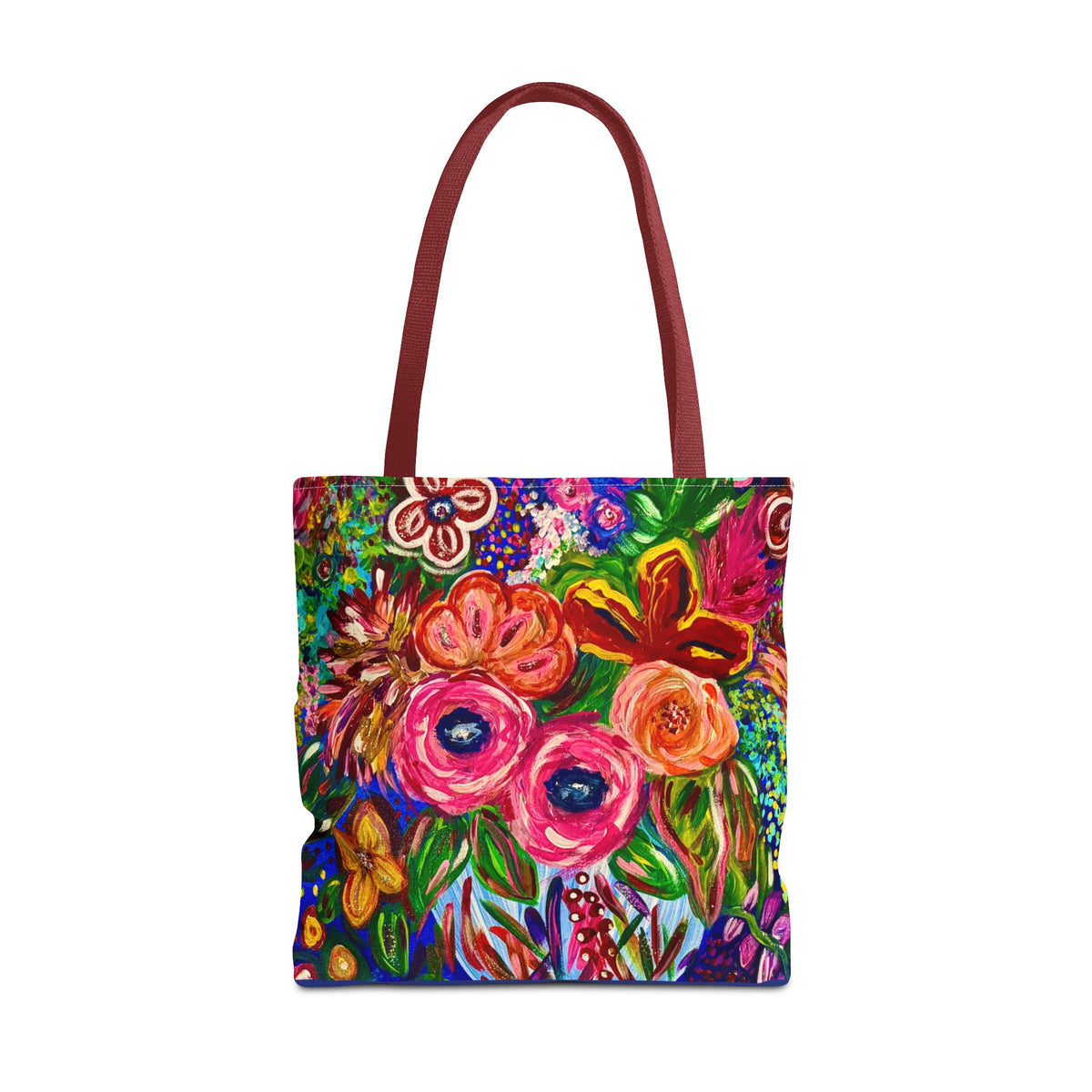 Floral Burst Tote Bag – Colorful Hand-Painted Garden Print AOP