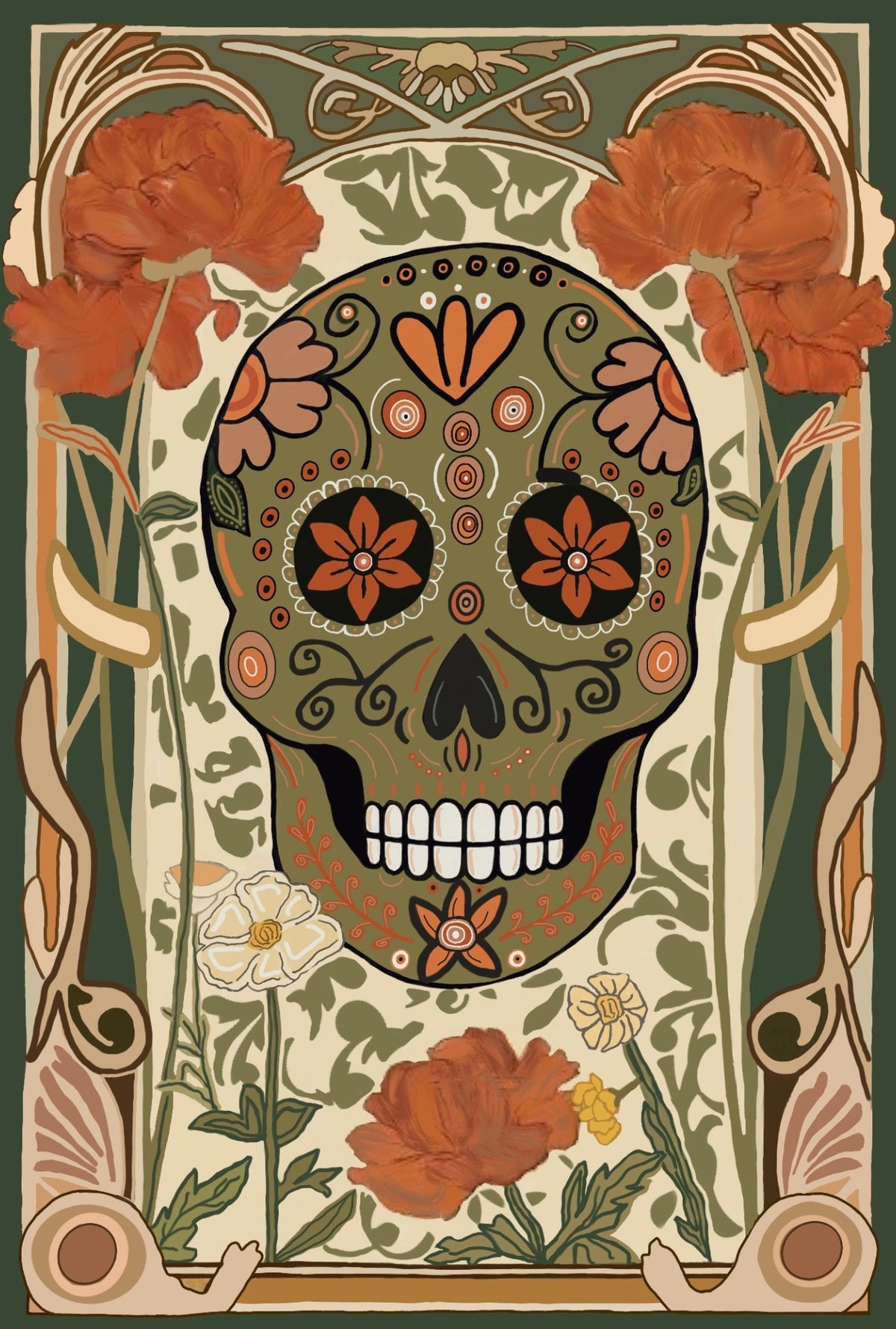 Earthy Sugar Skull Art Print