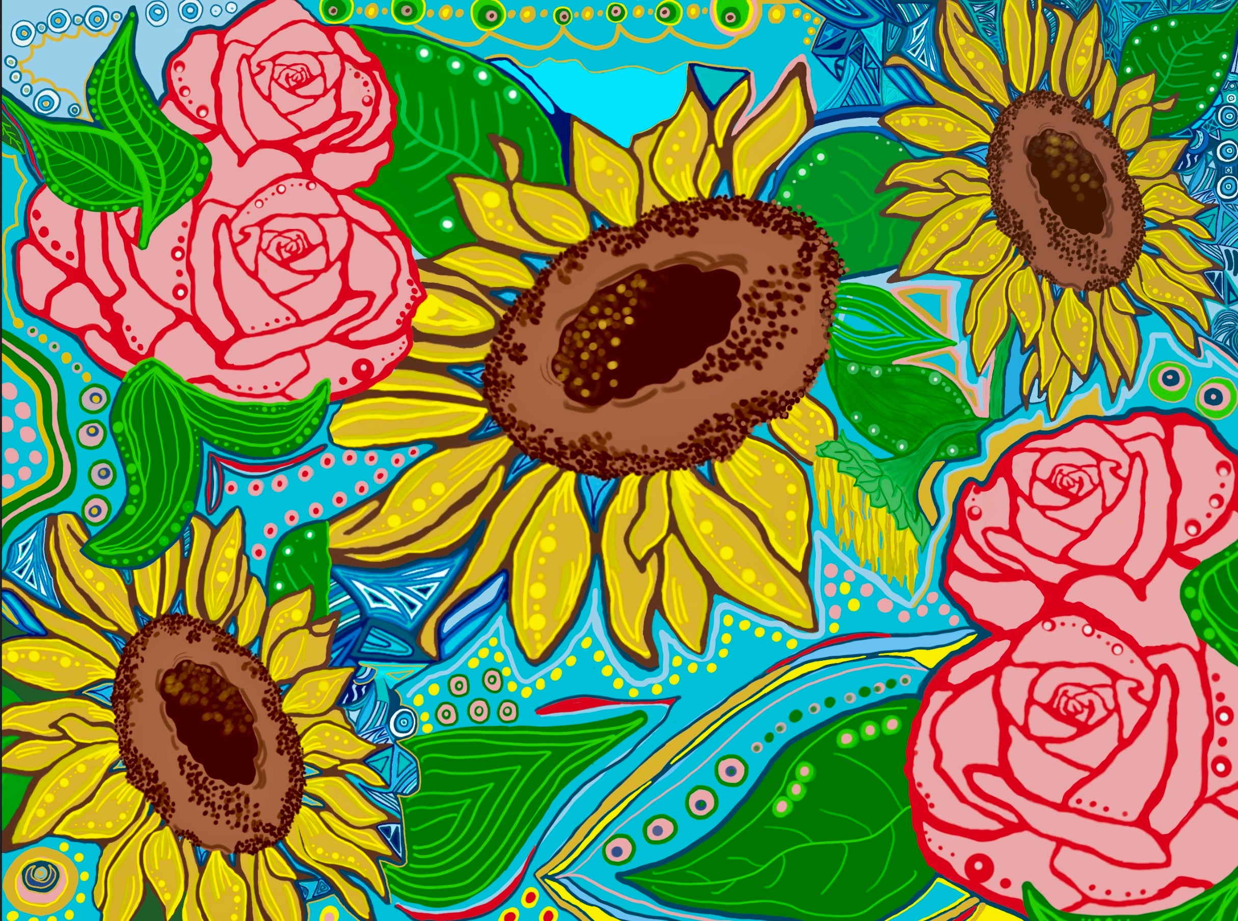 Sunflower-Rose print